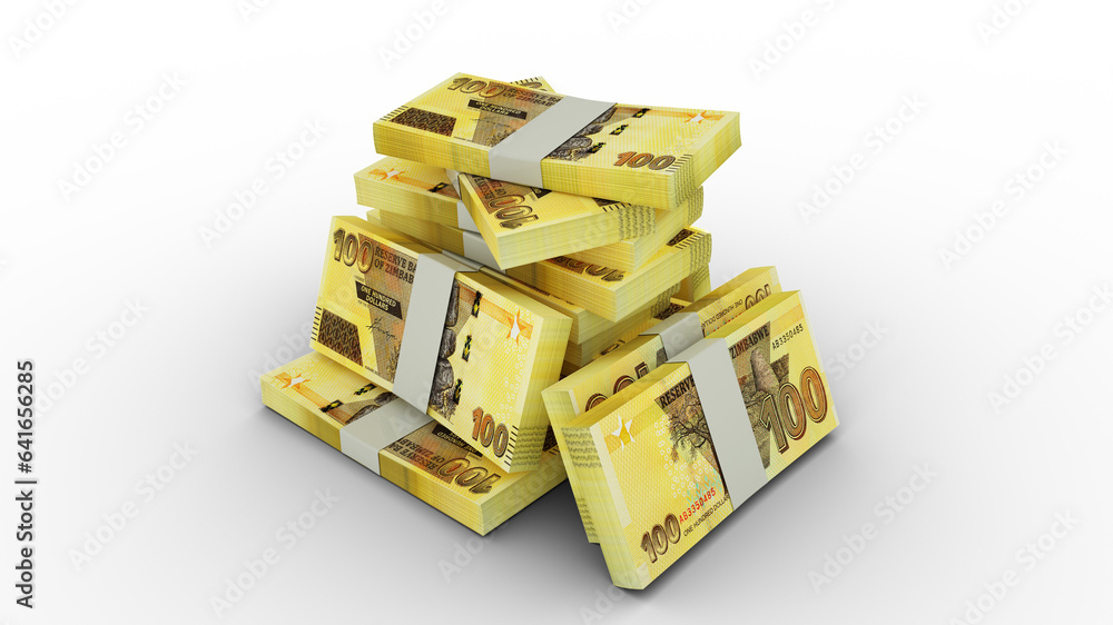 3d Rendering Of Stacks Of 100 Zimbabwean Dollar Notes Bundles Of 3d-rendering-of-stacks-of-100-zimbabwean-dollar-notes-bundles-of