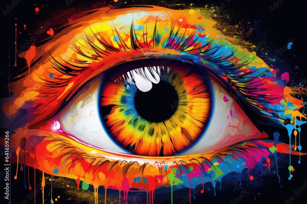 colorful human eye rainbow colors illustration