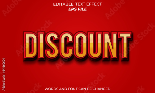 discount sale text effect, editable, 3d text for logo and business brand. vector template