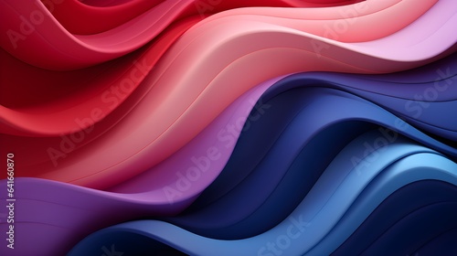 colorful abstract background with many waves in the colors pink and blue, in the style of shaped canvas, dark purple and light crimson, abstraction-création