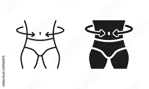 Man Loss Weight Pictogram. Shape Waistline Control. Male Body Slimming Symbol Collection. Slimming Waist Line and Silhouette Black Icon Set. Isolated Vector Illustration