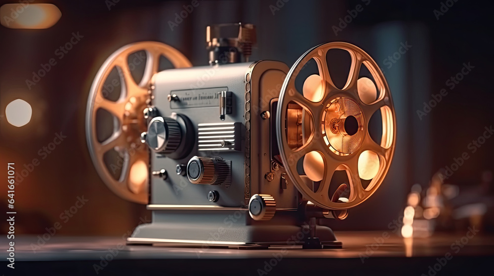 An old movie projector. Cinema concept. Generative Ai