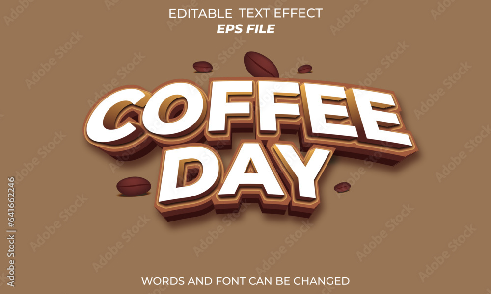 Coffee day editable text effect 3d font style use for logo and business brand. vector template Coffee day editable text effect 3d font style use for logo and business brand. vector template