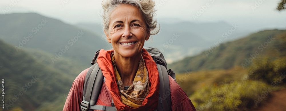 senior woman hiking