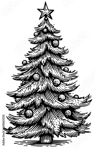 Christmas Tree Woodcut