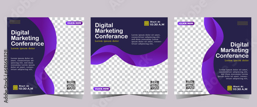 digital marketing conferance media Post template, Business marketing and seminar webinar and social media post, concept design. online marketing promotion banner. conferance announcement  photo