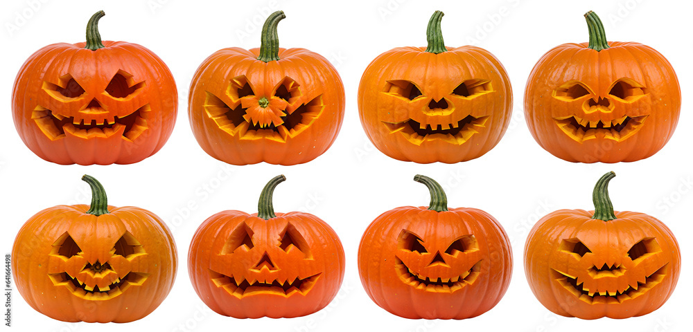 collection of halloween pumpkins / cucurbita / squash - Jack o Lantern - isolated on transparent background cutout - png - mockup for design - image compositing footage - alpha channel, horror, autumn collection of halloween pumpkins / cucurbita / squash - Jack o Lantern - isolated on transparent background cutout - png - mockup for design - image compositing footage - alpha channel, horror, autumn