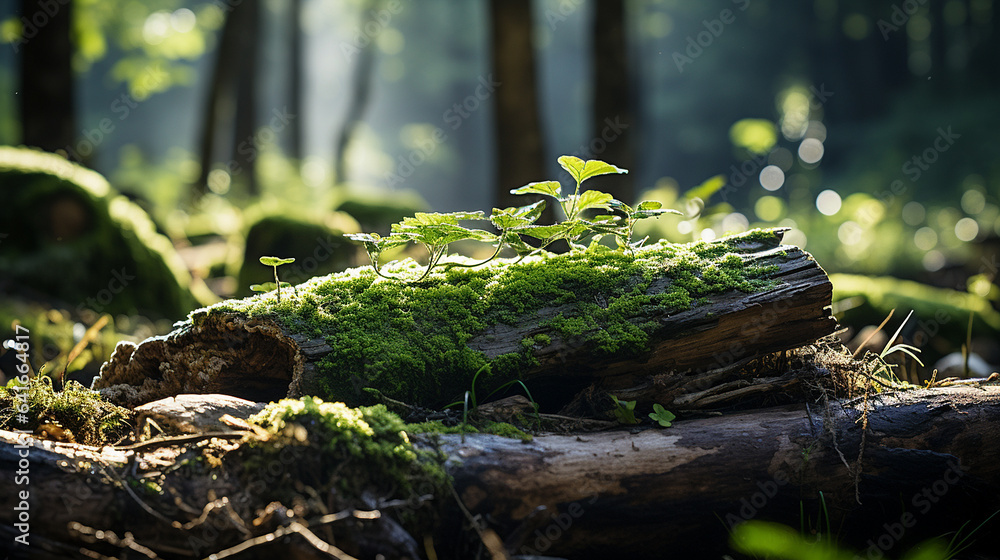 Green moss growing on a fallen tree in the forest. Nature background Green moss growing on a fallen tree in the forest. Nature background