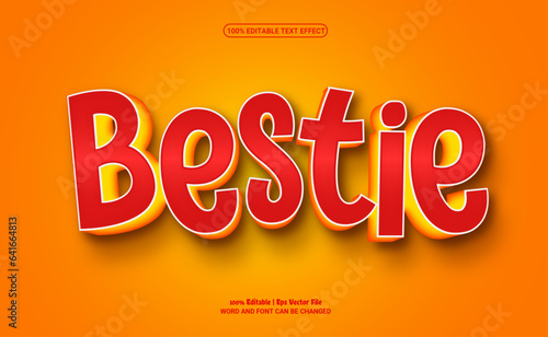 Bestie 3d editable premium vector text effect