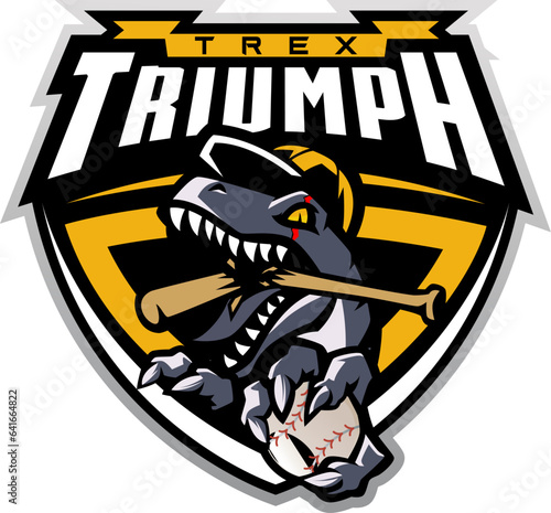 t-rex cartoon character for baseball team