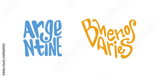 Buenos Aires. Argentina.. Names of world capitals. Design elements. lettering	