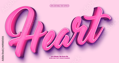 Heart 3d editable premium vector text effect