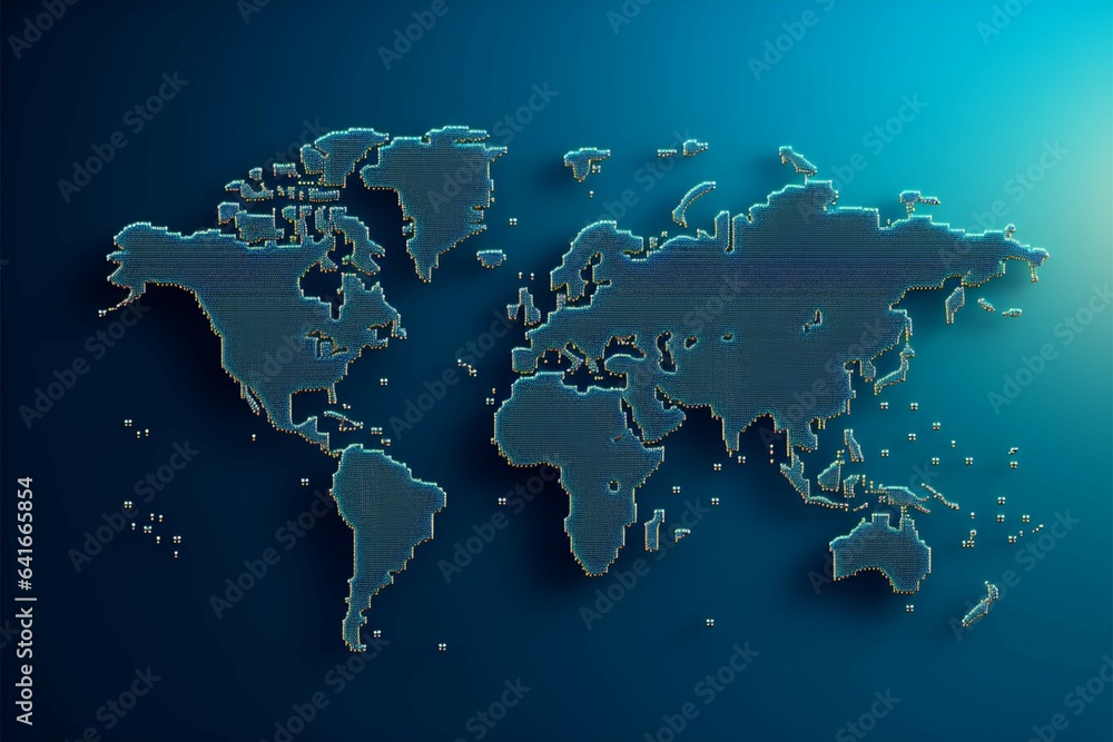 Dotted blue world map illustration against a captivating background