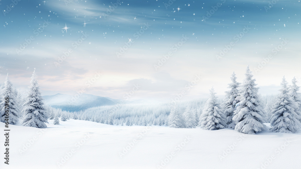 Festive Snowy Landscape Merry Christmas Background, with copy space Festive Snowy Landscape Merry Christmas Background, with copy space