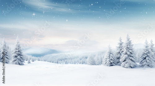 Festive Snowy Landscape Merry Christmas Background, with copy space © Катерина Євтехова