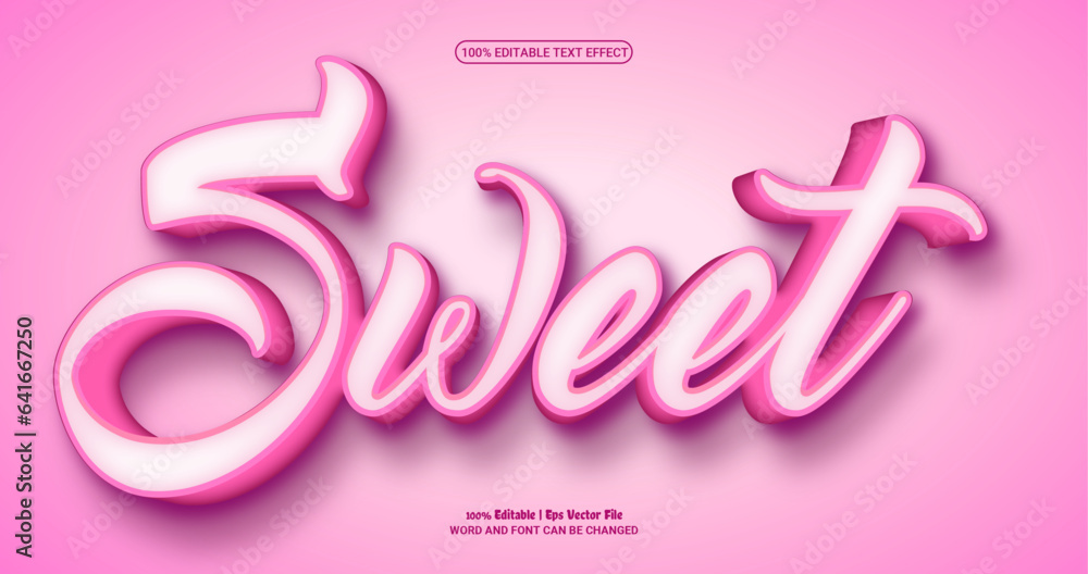 Sweet 3d editable premium vector text effect