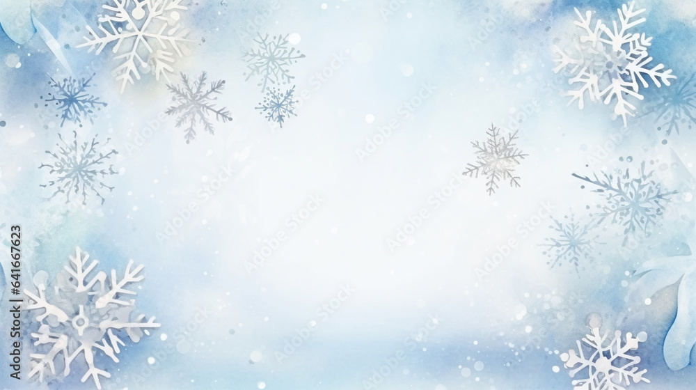 Frosty Snowflakes and Warm Wishes Merry Christmas Postcard, watercolor style, with copy space Frosty Snowflakes and Warm Wishes Merry Christmas Postcard, watercolor style, with copy space