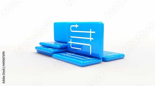 Blue software code 3d icon isolated on white background with website coding technology sign or programming developer ui writing application symbol design and java program html data, Generative AI