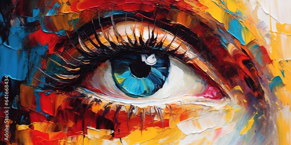 oil painting abstract image of eyes abstract blockade - obrazy, fototapety, plakaty 