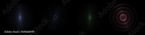 Vector set sci-fi sphere with particles and lines. Concept network connection. Frame sphere. Abstract technology background.