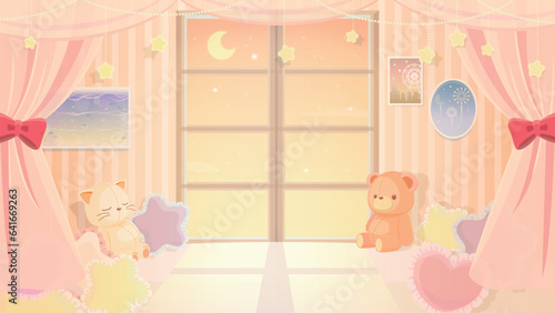 ゆめかわいい部屋の背景素材
