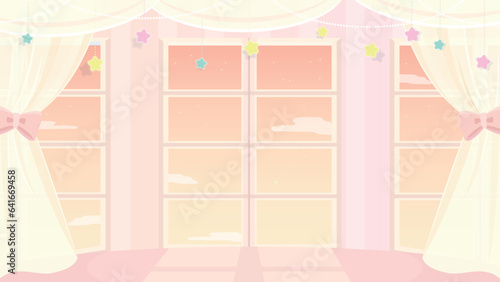 ゆめかわいい部屋の背景素材