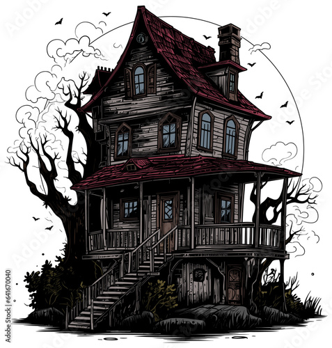 Haunted House on White