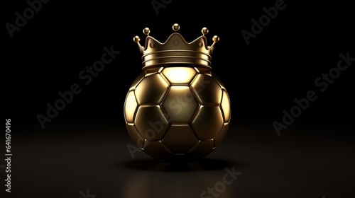 Print op canvas Gold soccer ball or football isolated on black 3d illustration dark background w