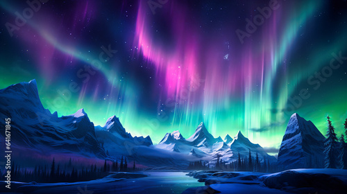 Neon brushstrokes painting the auroras of an abstract northern sky © Nilima