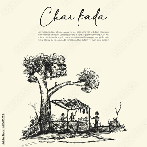 Illustration of Chayakkada Kerala  | tea shop sketch