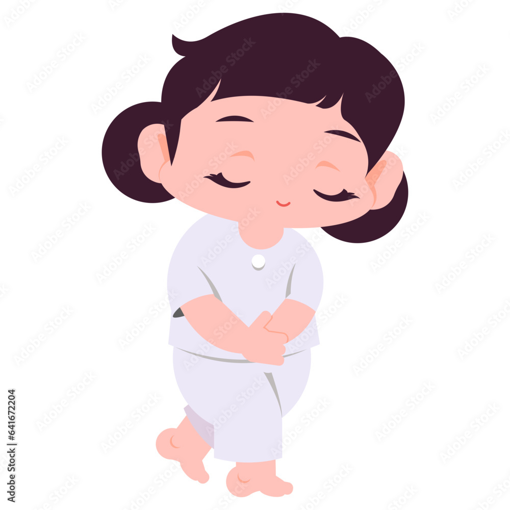 Girl walking meditation flat illustration Girl walking meditation flat illustration