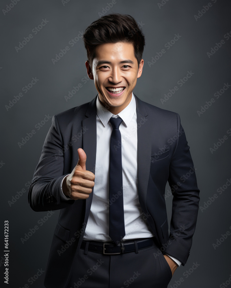Young handome asian businessman smiling isolated in studio , Created with Generative Ai Technology Young handome asian businessman smiling isolated in studio , Created with Generative Ai Technology