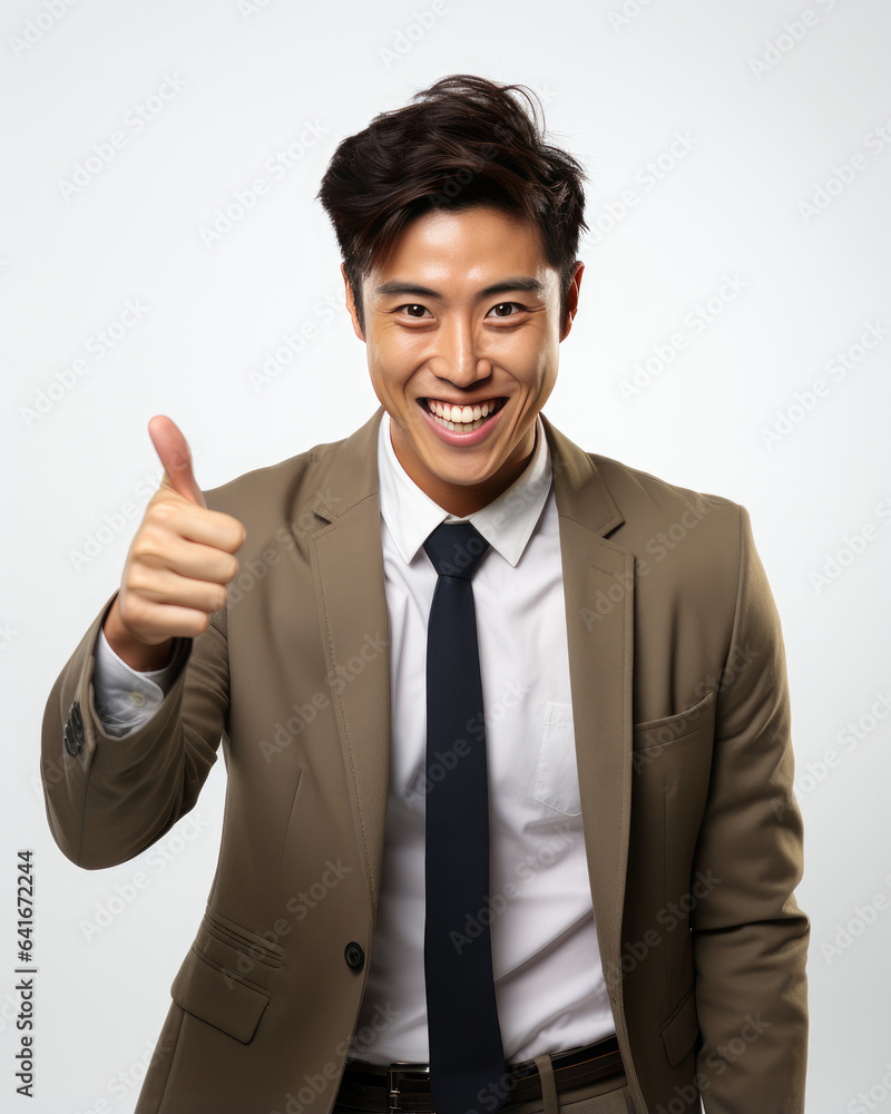 Young handome asian businessman smiling isolated in studio , Created with Generative Ai Technology Young handome asian businessman smiling isolated in studio , Created with Generative Ai Technology