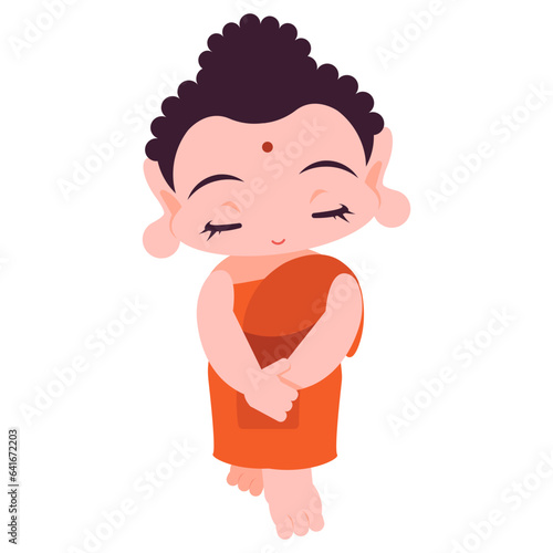 Buddha walking meditation flat illustration