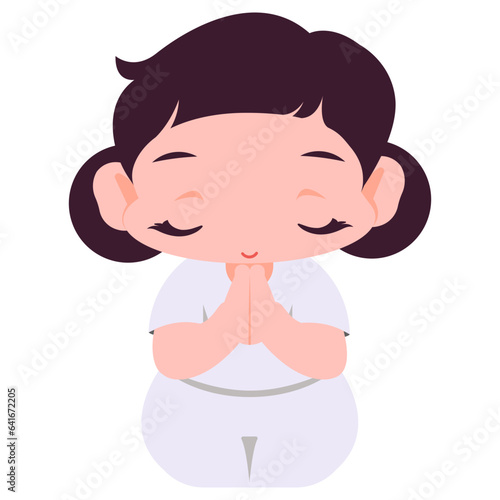 Girl praying flat illustration