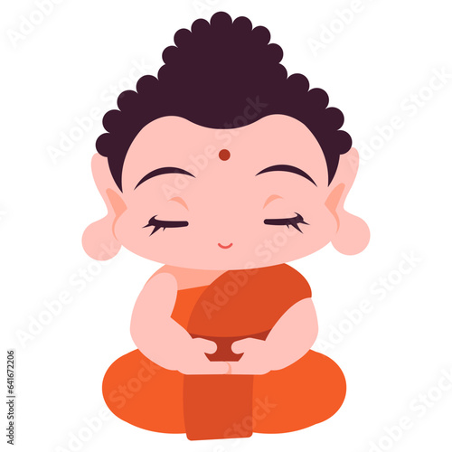 Buddha meditating flat illustration