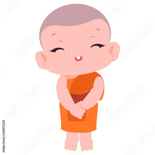 Novice monk smiling flat illustration