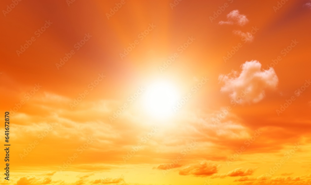 Heat wave of extreme sun and sky background. Hot weather with global warming concept. Temperature of Summer season, Generative AI