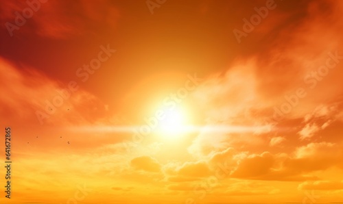 Heat wave of extreme sun and sky background. Hot weather with global warming concept. Temperature of Summer season, Generative AI © Picture Perfection