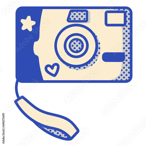 Compact film camera line filled illustration