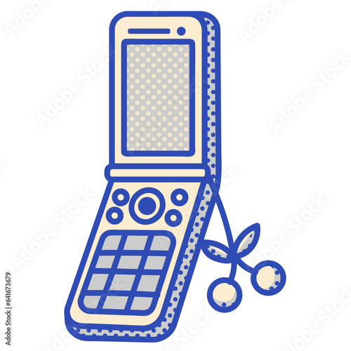 Retro foldable phone line filled illustration