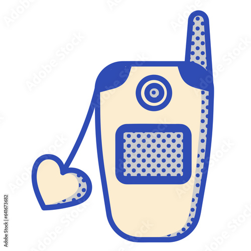 Retro foldable phone line filled illustration