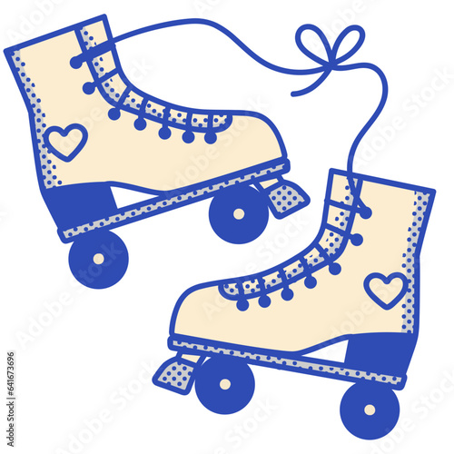 Roller skate shoes line filled illustration