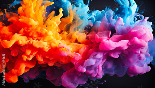 Ink Drops Melding in Water Creating a Galaxy of Swirling Colors