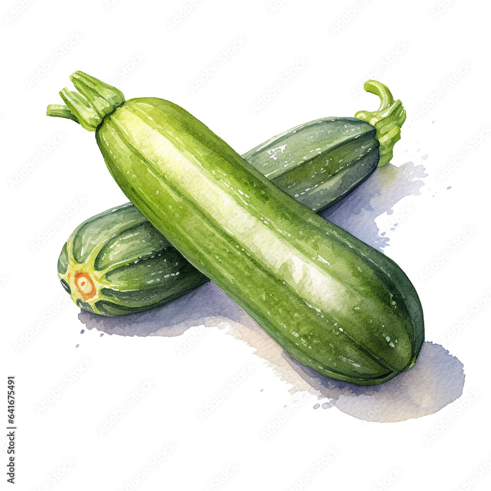 watercolor of zucchini on white background (AI)
watercolor of zucchini on white background (AI)