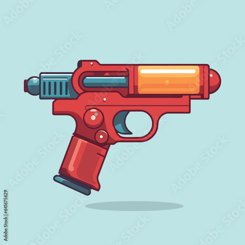 Cartoon Hand-drawn pistol handgun, vector illustration photo