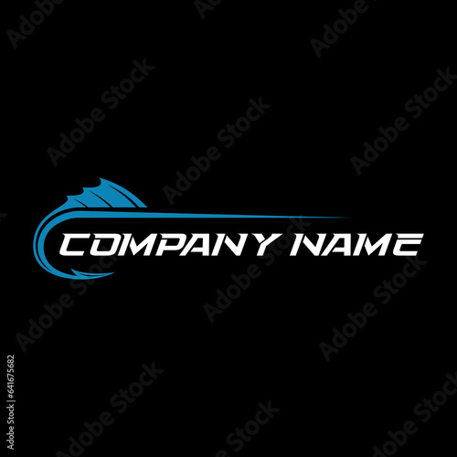vector logo illustration of a combination of a sailfish and a tail as a hook