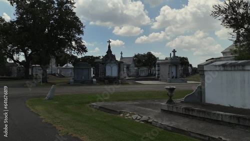 Aerial view of cemetery and crips at the Old Metairie Cemetery photo