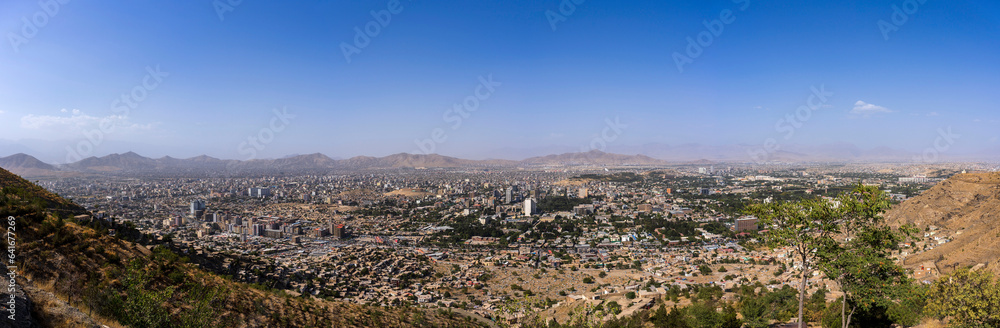 Panoramic view of Kabul downtown and skyline in early August 2023