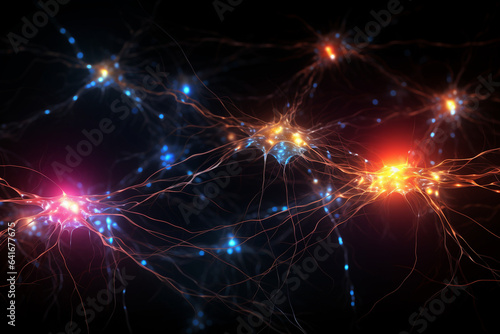 Visualization of neural synapses firing, symbolizing the dynamic exchange of feelings and thoughts that love facilitates, love and creation